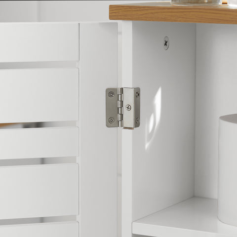 SoBuy BZR85-W Badkamer Kast, Staande Badkamerkast, Lage kast, Toiletrolhouder, Toiletkast, Smalle Opbergkast