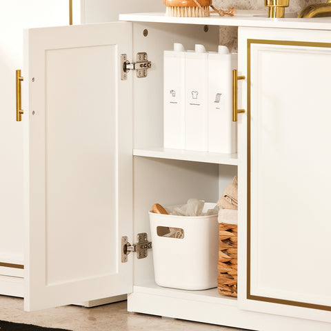 SoBuy BZR86-W Wastafel Onderkast - Wastafelmeubel - Badkamerkast - Badkamer Onderkast - Wastafelkast met 2 Deuren voor Badkamer