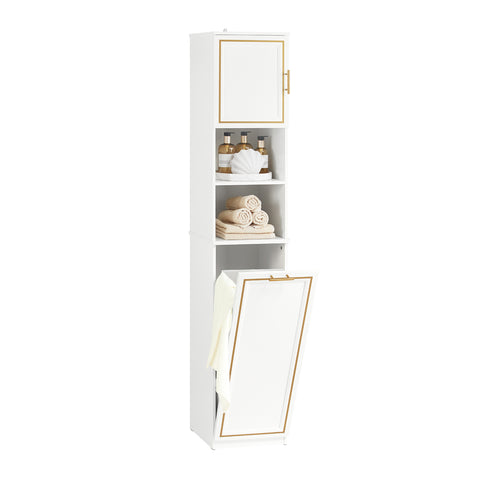 SoBuy BZR87-W Badkamer Kolomkast - Hoge Kast - Staande Kolomkast - Badkamerkast - Opbergkast Opbergplank