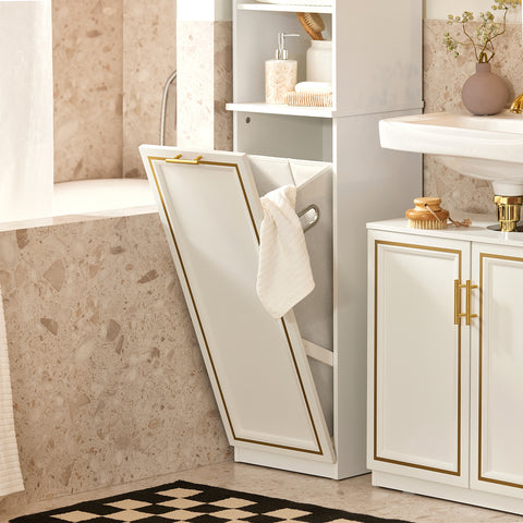 SoBuy BZR87-W Badkamer Kolomkast - Hoge Kast - Staande Kolomkast - Badkamerkast - Opbergkast Opbergplank