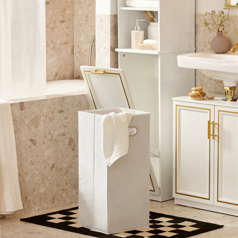 SoBuy BZR87-W Badkamer Kolomkast - Hoge Kast - Staande Kolomkast - Badkamerkast - Opbergkast Opbergplank