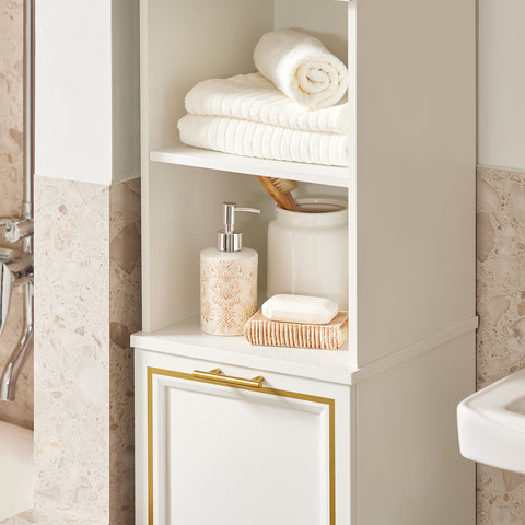 SoBuy BZR87-W Badkamer Kolomkast - Hoge Kast - Staande Kolomkast - Badkamerkast - Opbergkast Opbergplank