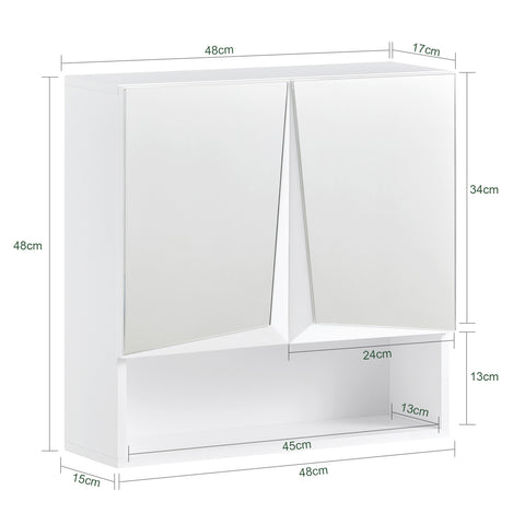 SoBuy BZR94-W Badkamer Wandkast, Wandcommode, Wandplank, Hoge Kast, Hangkast, Spiegelkast, Badkamerkast Hangend