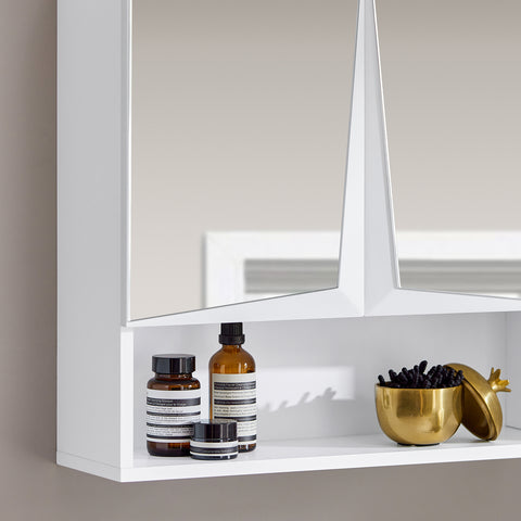SoBuy BZR94-W Badkamer Wandkast, Wandcommode, Wandplank, Hoge Kast, Hangkast, Spiegelkast, Badkamerkast Hangend