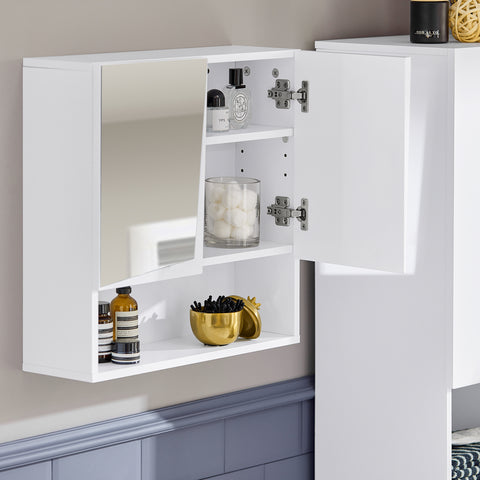 SoBuy BZR94-W Badkamer Wandkast, Wandcommode, Wandplank, Hoge Kast, Hangkast, Spiegelkast, Badkamerkast Hangend