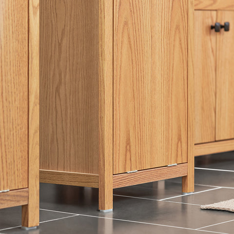 SoBuy BZR95-N Badkamerkast met Kantelbare Wasmand - Badkamer Kolomkast Staande Kast met Wasmandend met 3 Planken en 1 Wasmand