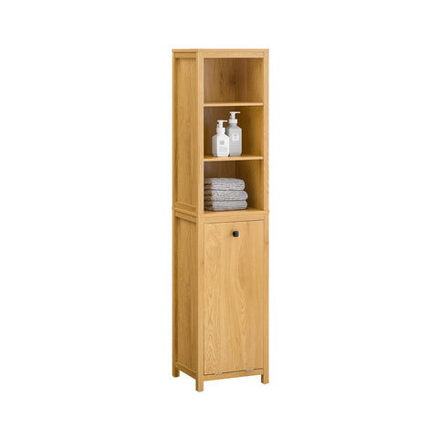 SoBuy BZR95-SN Badkamermeubel, hoge kast, opbergkast, opbergrek met 1 wasmand en 3 planken voor badkamer, 40 x 35 x 173 cm