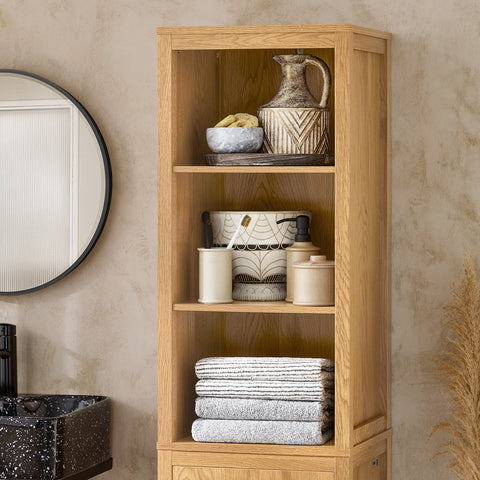 SoBuy BZR95-SN Badkamermeubel, hoge kast, opbergkast, opbergrek met 1 wasmand en 3 planken voor badkamer, 40 x 35 x 173 cm