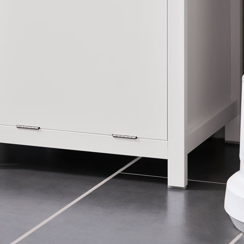 SoBuy BZR95-W Badkamermeubel, hoge kast, opbergkast, opbergrek met 1 wasmand en 3 planken voor badkamer