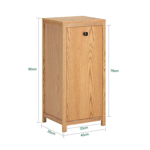 SoBuy BZR96-N Badkamerkast met 1 Wasmand, Smal Badkamerkastje, Lage Kast, Ladenkast, Halfhoge Opbergkast Opbergplank