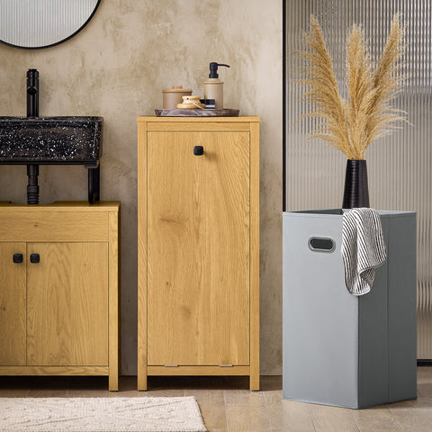 SoBuy BZR96-SN Waskast met waszak, onderkast voor badkamer, commode voor badkamer, waskist, kledinghouder met 1 wasmand