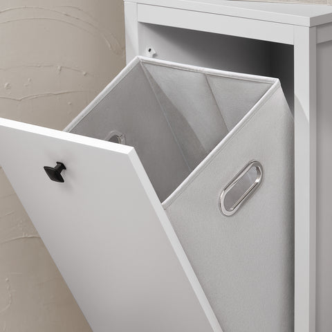 SoBuy BZR96-W Waskast met waszak, onderkast voor badkamer, commode voor badkamer, waskist, kledinghouder met 1 wasmand, wit
