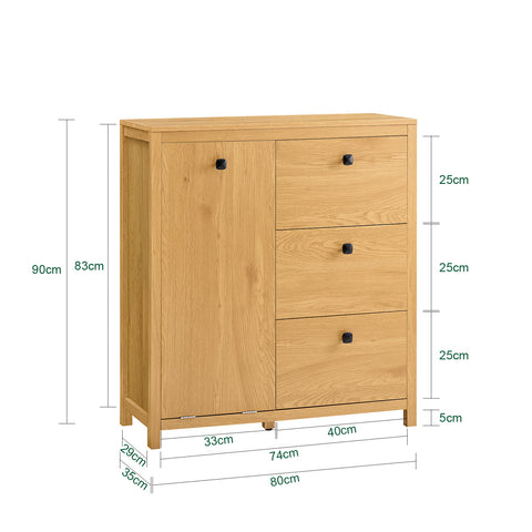 SoBuy BZR97-SN Waskast met waszak, onderkast voor badkamer, commode voor badkamer, toiletkast met 3 laden en 1 wasmand
