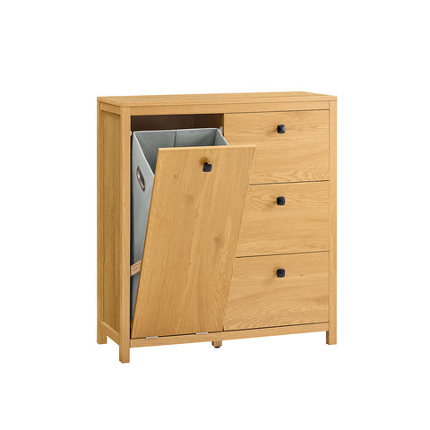 SoBuy BZR97-SN Waskast met waszak, onderkast voor badkamer, commode voor badkamer, toiletkast met 3 laden en 1 wasmand
