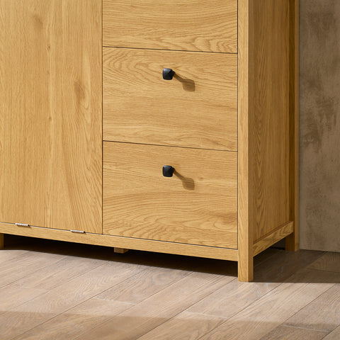 SoBuy BZR97-SN Waskast met waszak, onderkast voor badkamer, commode voor badkamer, toiletkast met 3 laden en 1 wasmand