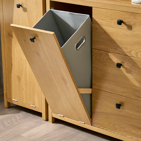 SoBuy BZR97-SN Waskast met waszak, onderkast voor badkamer, commode voor badkamer, toiletkast met 3 laden en 1 wasmand