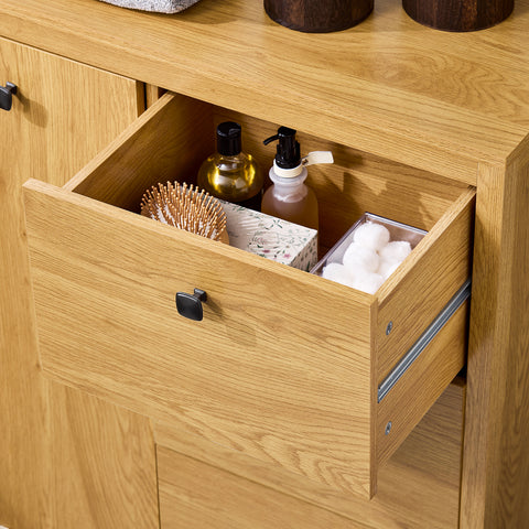 SoBuy BZR97-SN Waskast met waszak, onderkast voor badkamer, commode voor badkamer, toiletkast met 3 laden en 1 wasmand