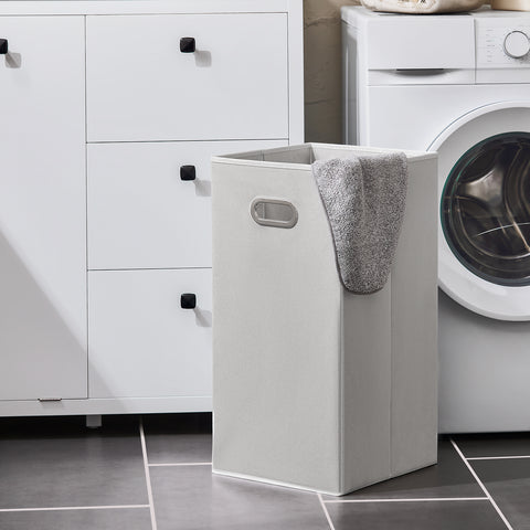 SoBuy BZR97-W Waskast met waszak, onderkast voor badkamer, commode voor badkamer, toiletkast met 3 laden en 1 wasmand, wit