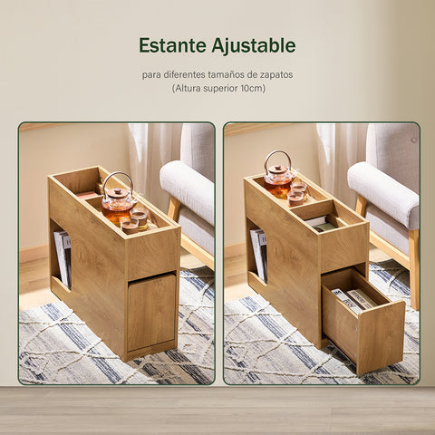 SoBuy FBT158-N Sofa bijzettafel met 1 afneembaar blad, 1 schuiflade en 1 open vak