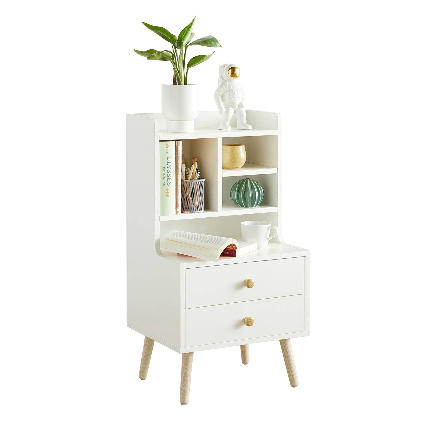 Furnibella - Hoge bijzettafel, industriële telefoontafel, slank Furnibella - Hoge bijzettafel, industriële telefoontafel, slank