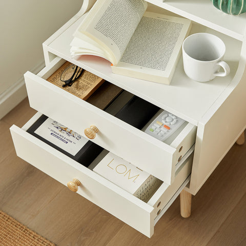 SoBuy FBT100-W Nachtkastje BijzettafeltjeSofa Bijzettafel, Salontafel, Nachtkastje, Slaapkamertafel, Bedtafel  Wit