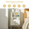 SoBuy FBT100-W Wit Nachtkastje met 2 Lades en 5 Open Vakken – Hoog Nachtkastje 81 cm met Massief Houten Poten, Scandinavisch Design