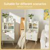 SoBuy FBT100-W Wit Nachtkastje met 2 Lades en 5 Open Vakken – Hoog Nachtkastje 81 cm met Massief Houten Poten, Scandinavisch Design