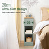 SoBuy FBT111-GR Smal Nachtkastje 20 cm – Met Lade en Open Plank, Voor Kleine Slaapkamer, Grijs