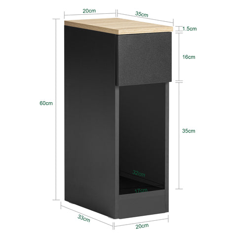 SoBuy FBT111-SCH Nachtkastje Bijzettafel Sofa Bijzettafel Salontafel met Lade voor Woonkamer, Slaapkamer of Kantoor 20x35x60cm