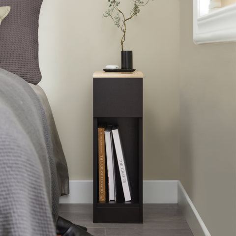 SoBuy FBT111-SCH Nachtkastje Bijzettafel Sofa Bijzettafel Salontafel met Lade voor Woonkamer, Slaapkamer of Kantoor 20x35x60cm