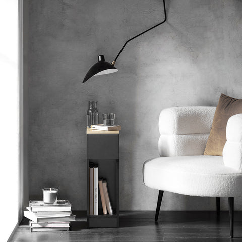 SoBuy FBT111-SCH Nachtkastje Bijzettafel Sofa Bijzettafel Salontafel met Lade voor Woonkamer, Slaapkamer of Kantoor 20x35x60cm