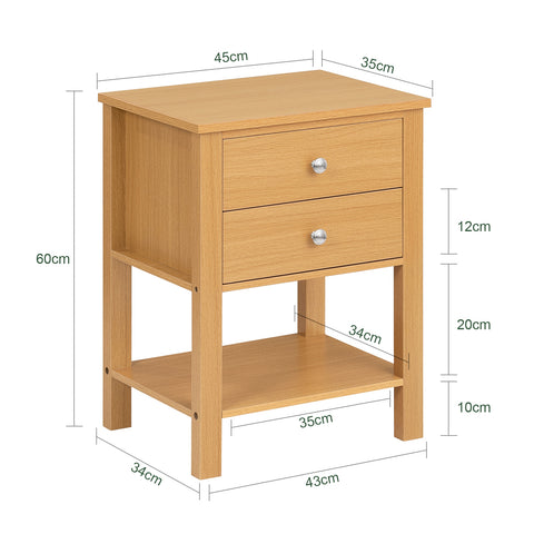 SoBuy FBT114-N Nachtkastje Boxspringbed Sofa Tafel Bijzettafel Smalle Telefoon Tafel Nachtkastje Nachtkastje Natuur