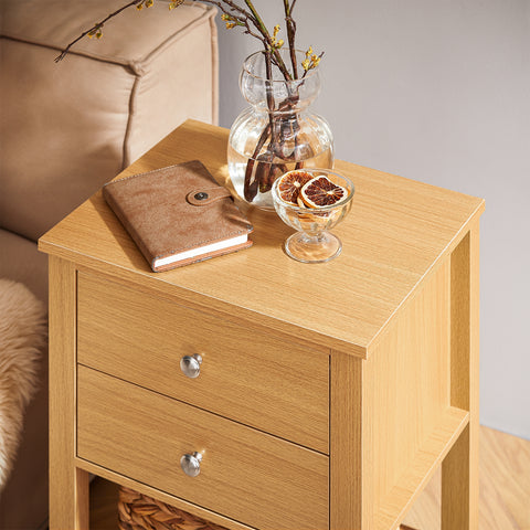 SoBuy FBT114-N Nachtkastje Boxspringbed Sofa Tafel Bijzettafel Smalle Telefoon Tafel Nachtkastje Nachtkastje Natuur