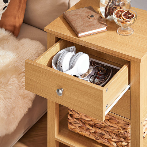 SoBuy FBT114-N Nachtkastje Boxspringbed Sofa Tafel Bijzettafel Smalle Telefoon Tafel Nachtkastje Nachtkastje Natuur
