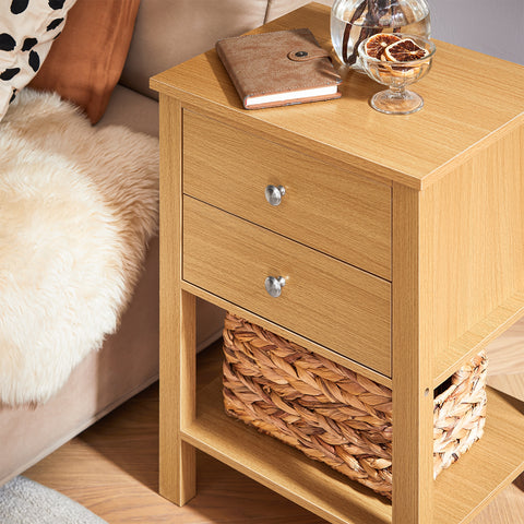 SoBuy FBT114-N Nachtkastje Boxspringbed Sofa Tafel Bijzettafel Smalle Telefoon Tafel Nachtkastje Nachtkastje Natuur