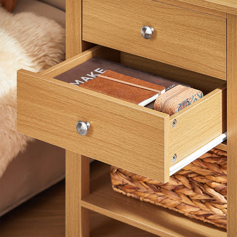 SoBuy FBT114-N Nachtkastje Boxspringbed Sofa Tafel Bijzettafel Smalle Telefoon Tafel Nachtkastje Nachtkastje Natuur