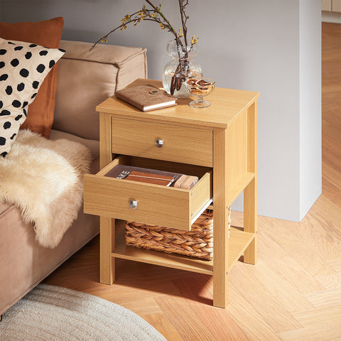 SoBuy FBT114-N Nachtkastje Boxspringbed Sofa Tafel Bijzettafel Smalle Telefoon Tafel Nachtkastje Nachtkastje Natuur