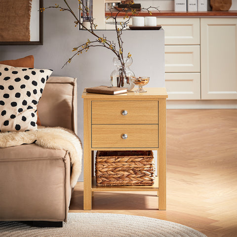 SoBuy FBT114-N Nachtkastje Boxspringbed Sofa Tafel Bijzettafel Smalle Telefoon Tafel Nachtkastje Nachtkastje Natuur