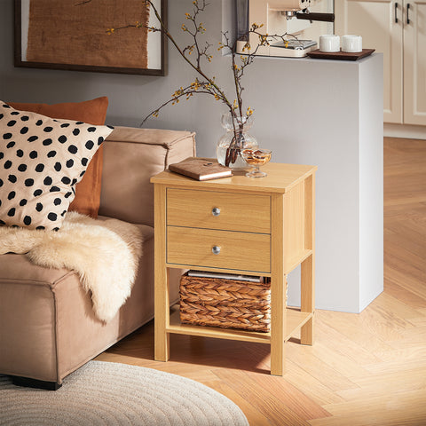SoBuy FBT114-N Nachtkastje Boxspringbed Sofa Tafel Bijzettafel Smalle Telefoon Tafel Nachtkastje Nachtkastje Natuur