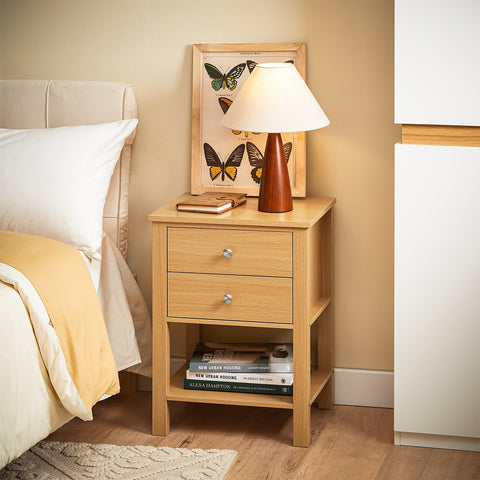 SoBuy FBT114-N Nachtkastje Boxspringbed Sofa Tafel Bijzettafel Smalle Telefoon Tafel Nachtkastje Nachtkastje Natuur