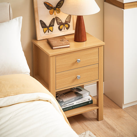 SoBuy FBT114-N Nachtkastje Boxspringbed Sofa Tafel Bijzettafel Smalle Telefoon Tafel Nachtkastje Nachtkastje Natuur