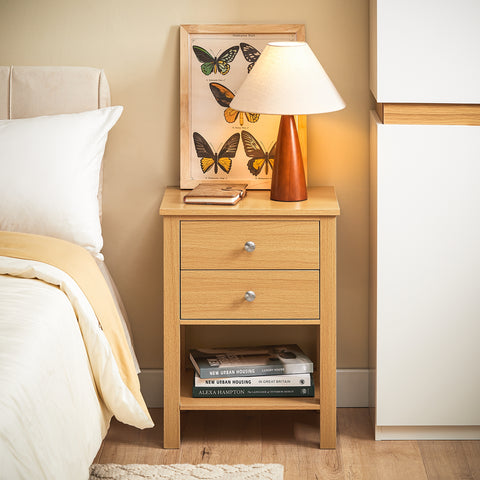 SoBuy FBT114-N Nachtkastje Boxspringbed Sofa Tafel Bijzettafel Smalle Telefoon Tafel Nachtkastje Nachtkastje Natuur
