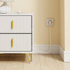 SoBuy FBT115-E-W Nachtkastje met laadfunctie, Nachtkastje met 2 stopcontacten, USB en Type-C, Bijzettafeltje voor slaapkamer en woonkamer, Wit, B40 x D40 x H47 cm