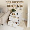 SoBuy FBT115-E-W Nachtkastje met laadfunctie, Nachtkastje met 2 stopcontacten, USB en Type-C, Bijzettafeltje voor slaapkamer en woonkamer, Wit, B40 x D40 x H47 cm