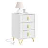 SoBuy FBT115-L-E-W Nachtkastje met laadfunctie, Nachtkastje met 2 stopcontacten, USB en Type-C, Bijzettafeltje voor slaapkamer en woonkamer, Wit, B40 x D40 x H63,5 cm