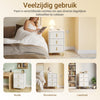 SoBuy FBT115-L-E-W Nachtkastje met laadfunctie, Nachtkastje met 2 stopcontacten, USB en Type-C, Bijzettafeltje voor slaapkamer en woonkamer, Wit, B40 x D40 x H63,5 cm