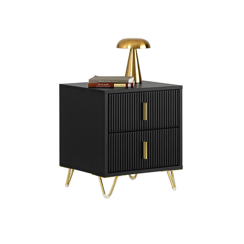 SoBuy FBT115-SCH Nachtkastje met 2 Schuifladen - Bijzettafel- Salontafel - Slaapkamertafel - Bedtafel met 2 Lade