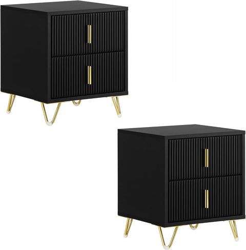 SoBuy FBT115-SCHx2 Set van 2 Nachtkastje met 2 Schuifladen - Bijzettafel- Salontafel - Slaapkamertafel - Bedtafel met 2 Lade