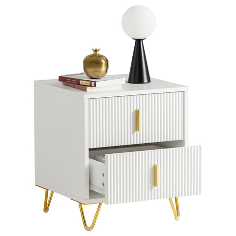 SoBuy FBT115-W Nachtkastje met 2 Schuifladen - Bijzettafel - Sofa Bijzettafel - Salontafel - Slaapkamertafel