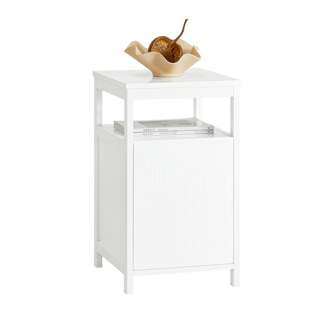 SoBuy FBT117-W Bijzettafel met 1 Schuifladen en 1 Plank, Sofa Bijzettafel, Salontafel, Nachtkastje, Slaapkamertafel